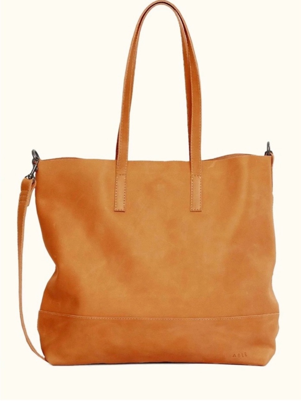 ABLE Abera Cognac Leather Crossbody Tote with Detachable Strap